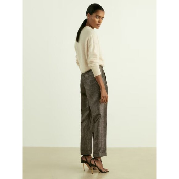 Reiss Sienna Sparkle Tapered Trousers in Dark Gold Sz 6 NEw $220 - Picture 4 of 5